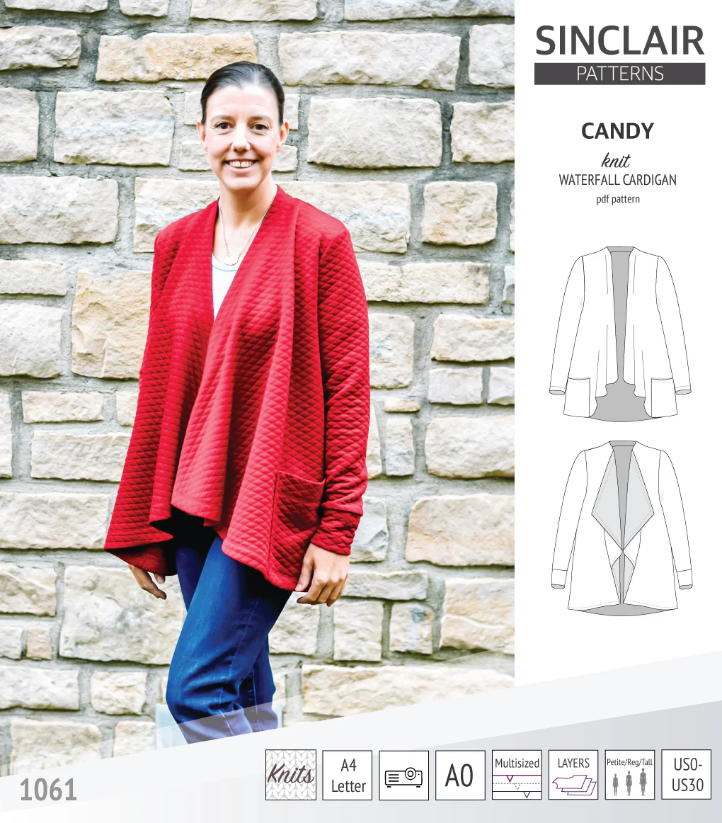 Candy relaxed fit knit cardigan with pockets and waterfall neckline (PDF) - Image 27