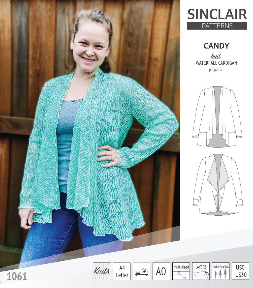 Candy relaxed fit knit cardigan with pockets and waterfall neckline (PDF) - Image 28