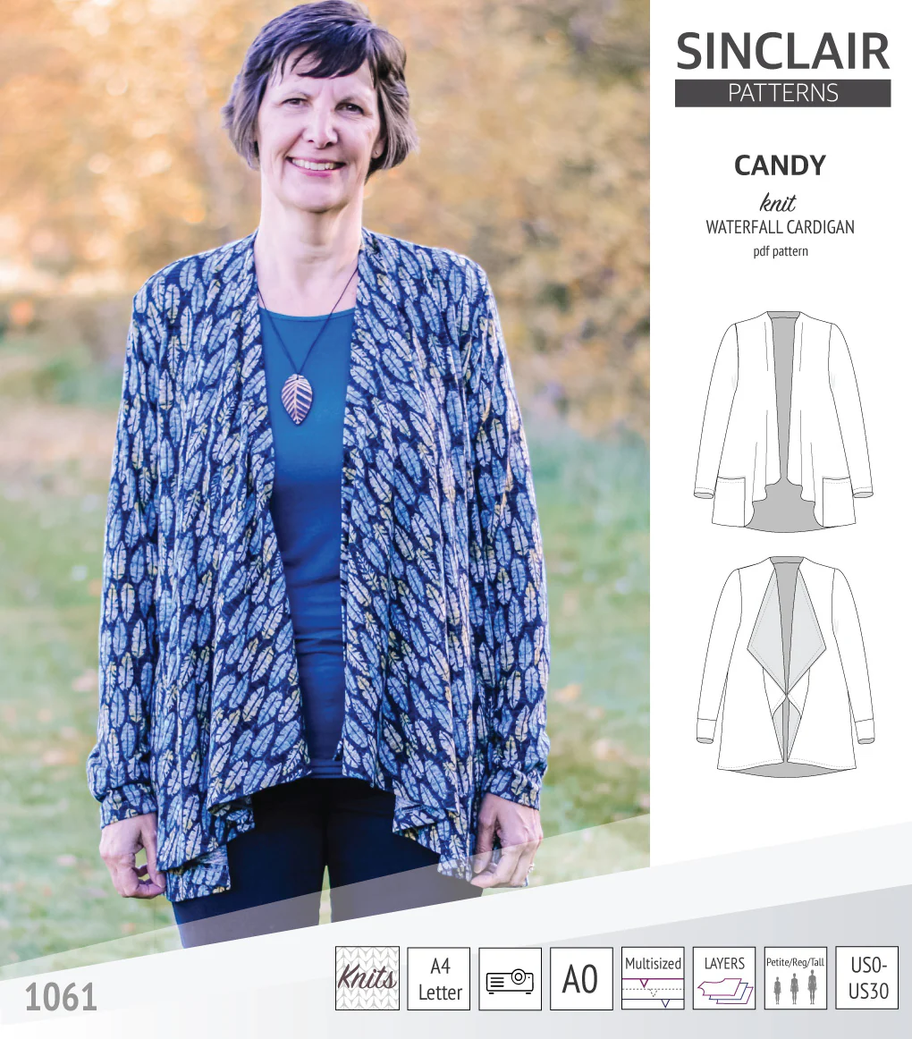 Candy relaxed fit knit cardigan with pockets and waterfall neckline (PDF) - Image 30