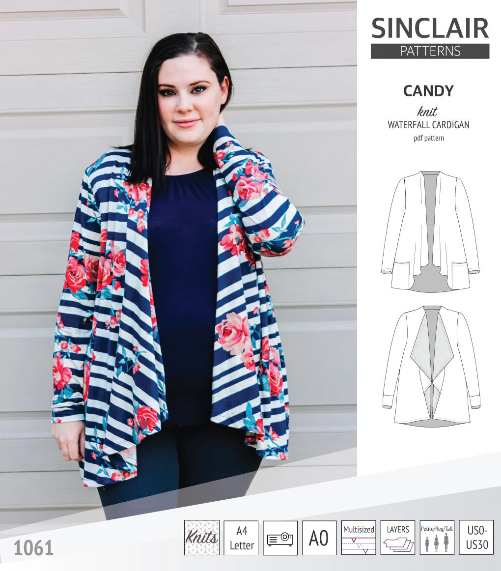 Candy relaxed fit knit cardigan with pockets and waterfall neckline (PDF) - Image 31