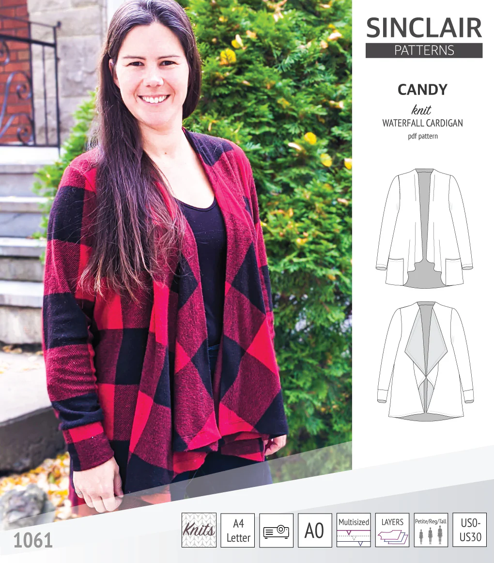 Candy relaxed fit knit cardigan with pockets and waterfall neckline (PDF) - Image 32