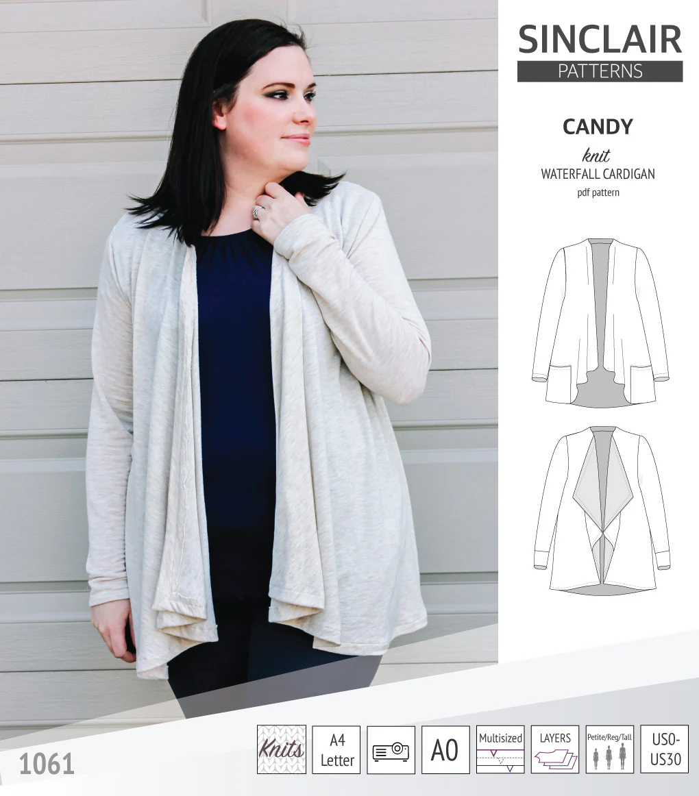 Candy relaxed fit knit cardigan with pockets and waterfall neckline (PDF) - Image 6