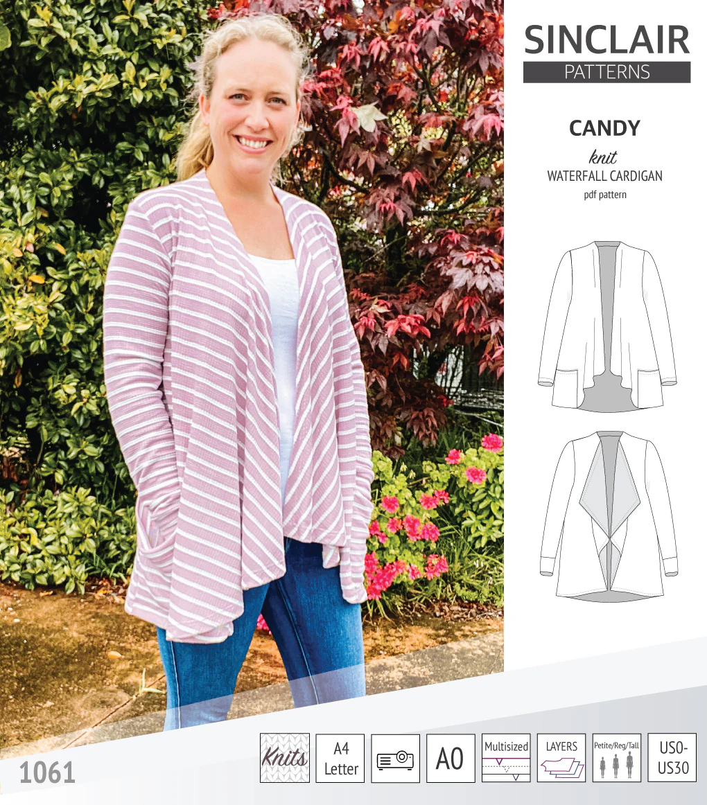 Candy relaxed fit knit cardigan with pockets and waterfall neckline (PDF) - Image 7