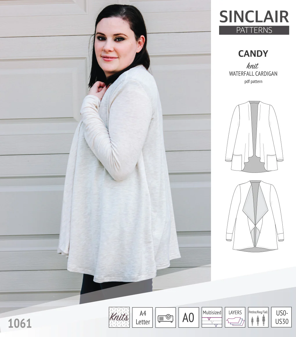 Candy relaxed fit knit cardigan with pockets and waterfall neckline (PDF) - Image 8