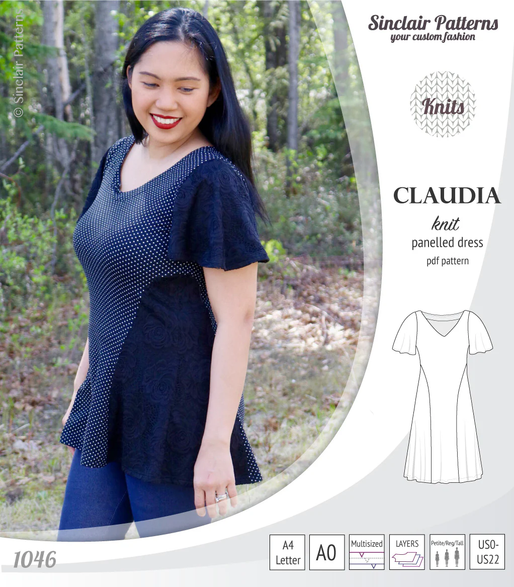 Claudia godet style knit dress with flutter sleeves (PDF) - Image 10