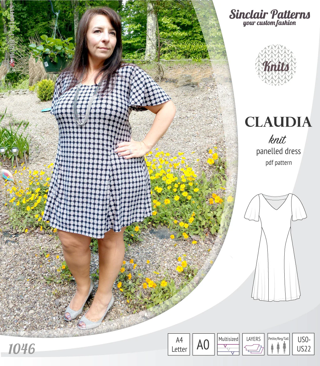 Claudia godet style knit dress with flutter sleeves (PDF) - Image 11