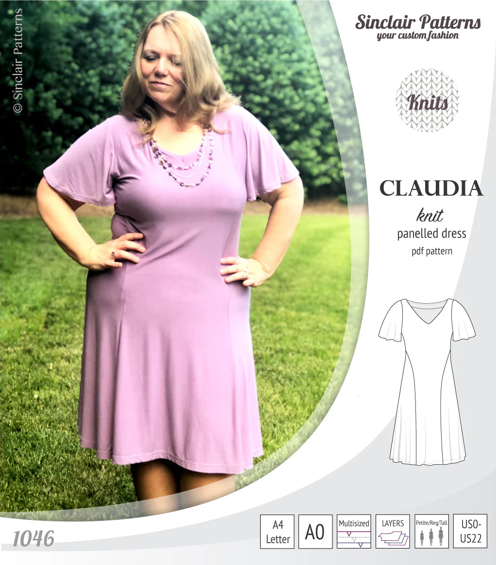 Claudia godet style knit dress with flutter sleeves (PDF) - Image 12