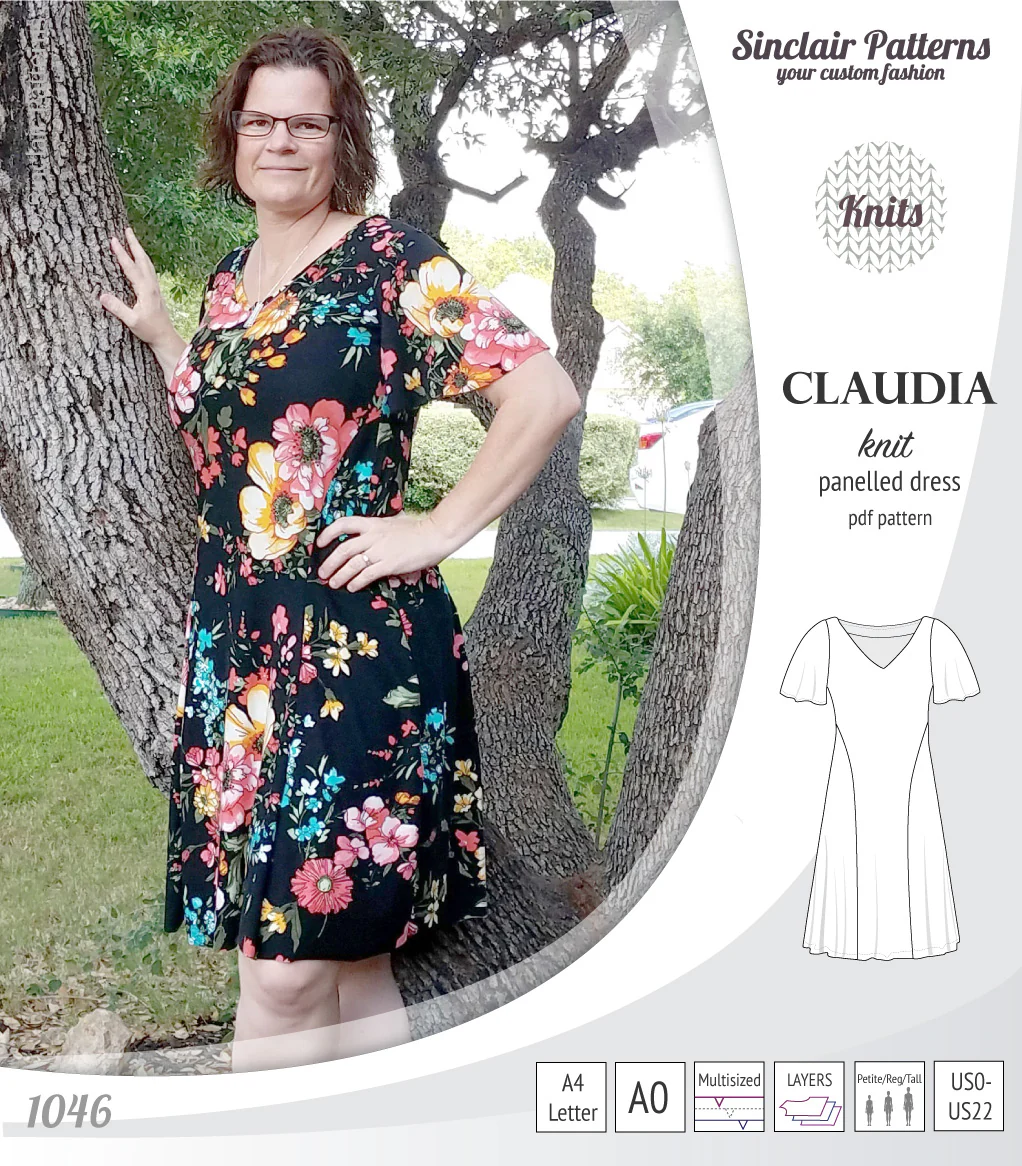 Claudia godet style knit dress with flutter sleeves (PDF) - Image 15