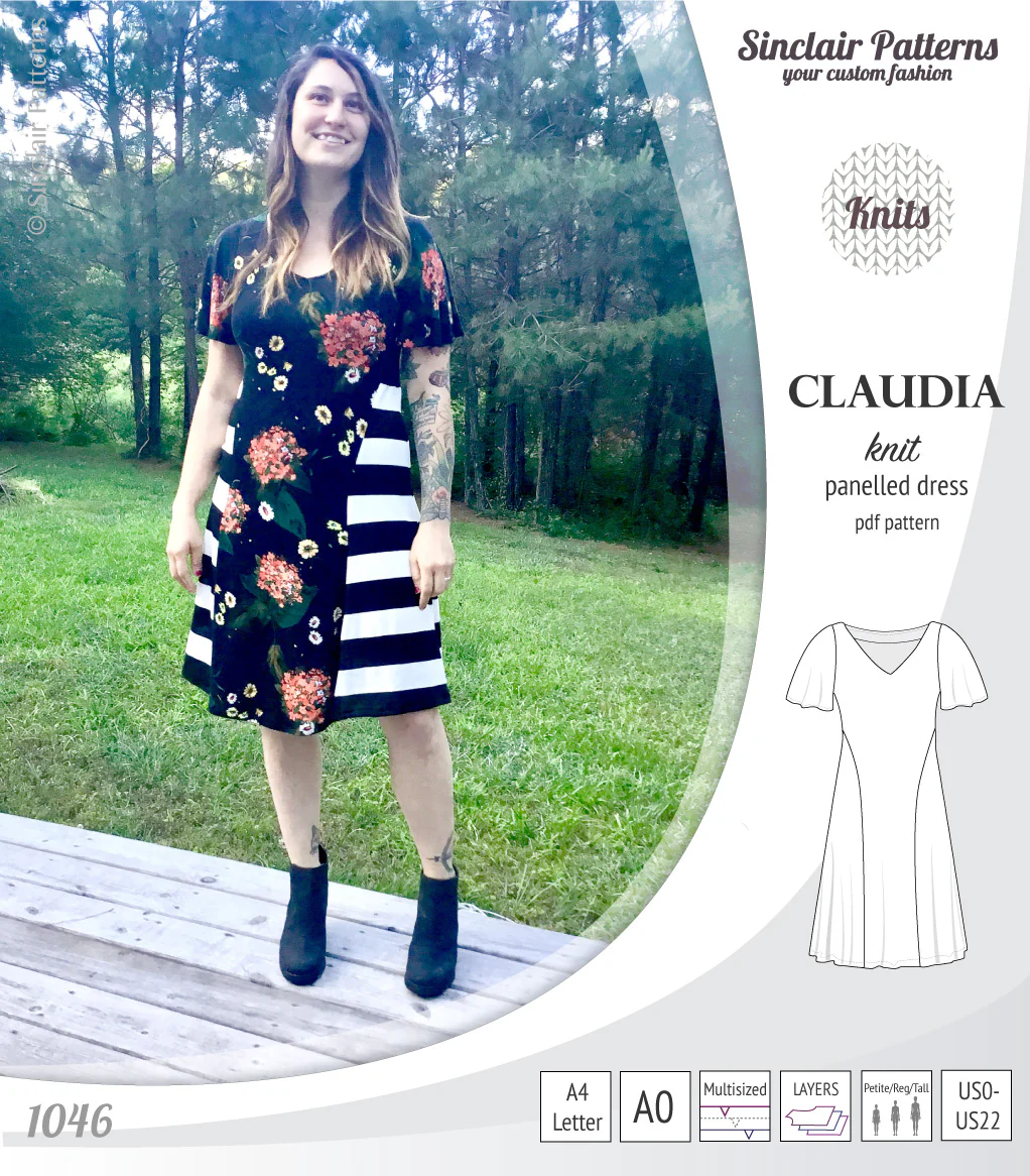 Claudia godet style knit dress with flutter sleeves (PDF) - Image 16