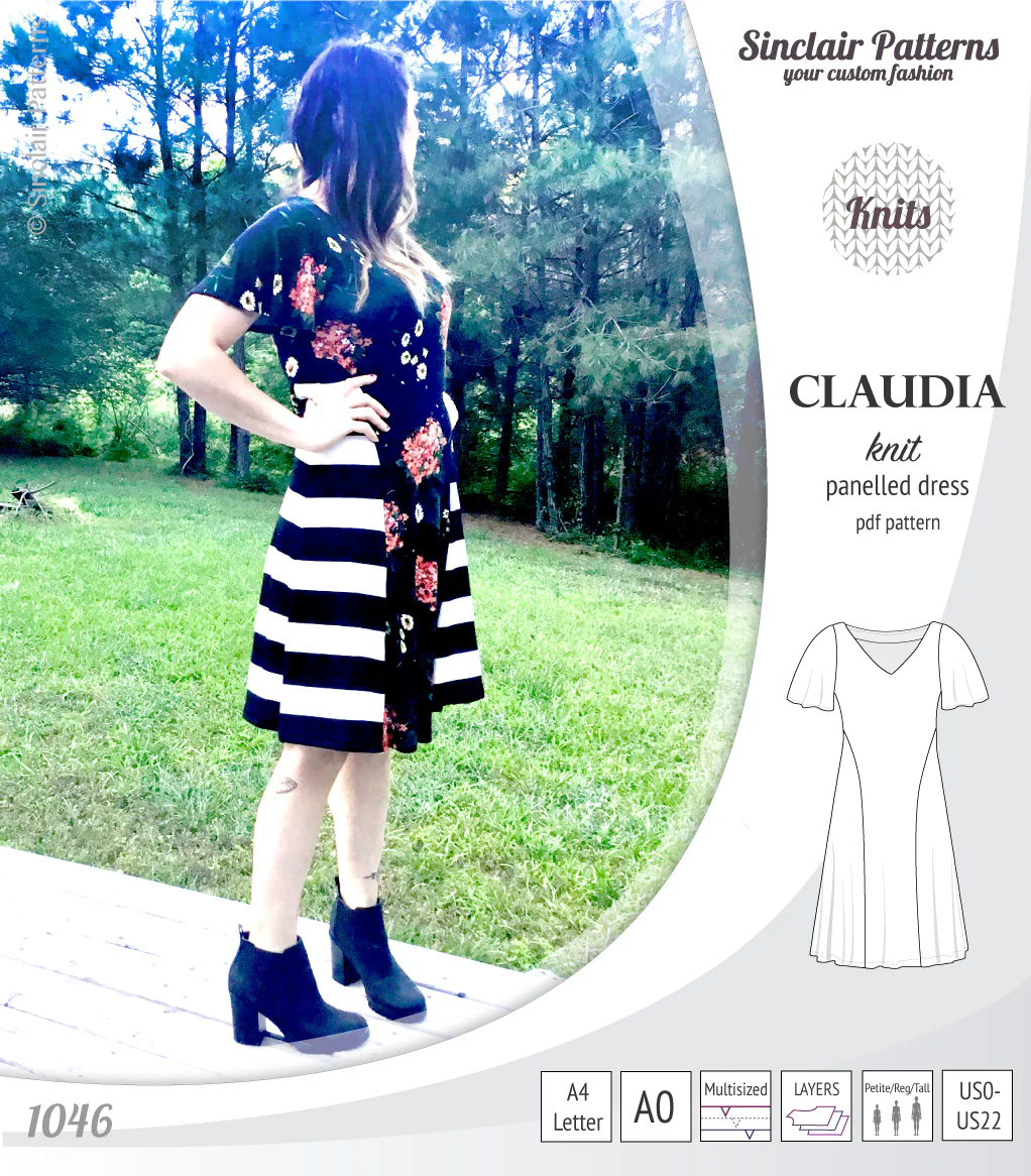 Claudia godet style knit dress with flutter sleeves (PDF) - Image 17