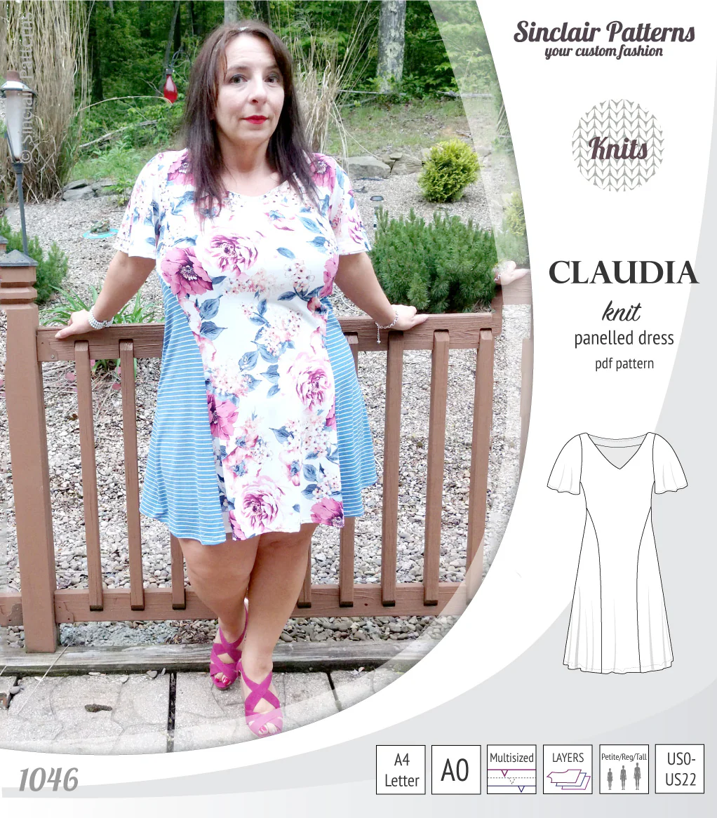 Claudia godet style knit dress with flutter sleeves (PDF) - Image 18