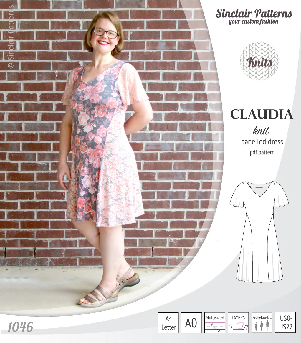 Claudia godet style knit dress with flutter sleeves (PDF) - Image 19