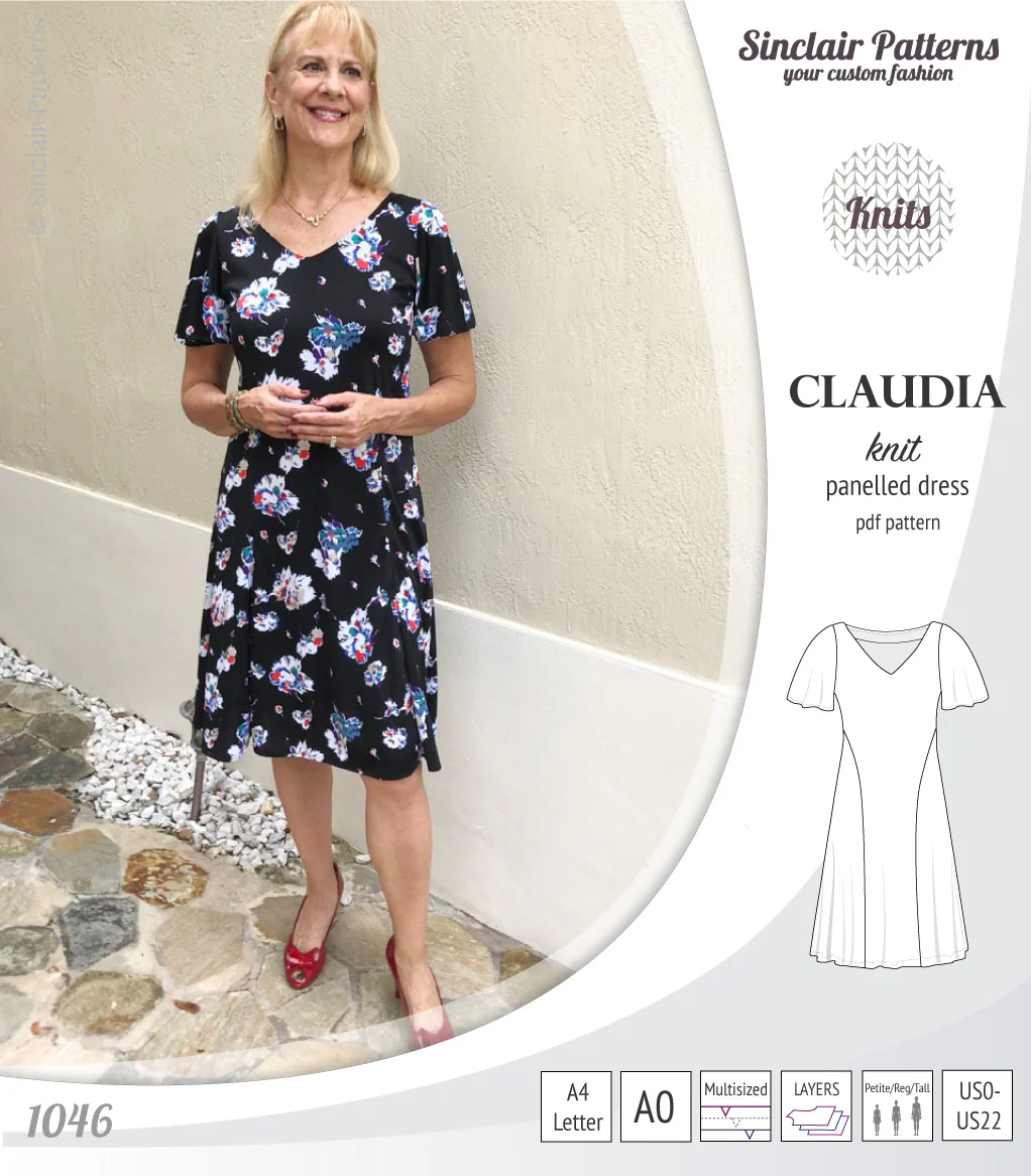 Claudia godet style knit dress with flutter sleeves (PDF) - Image 20