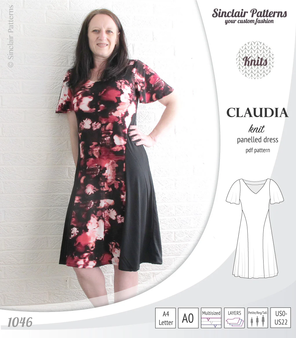 Claudia godet style knit dress with flutter sleeves (PDF) - Image 21