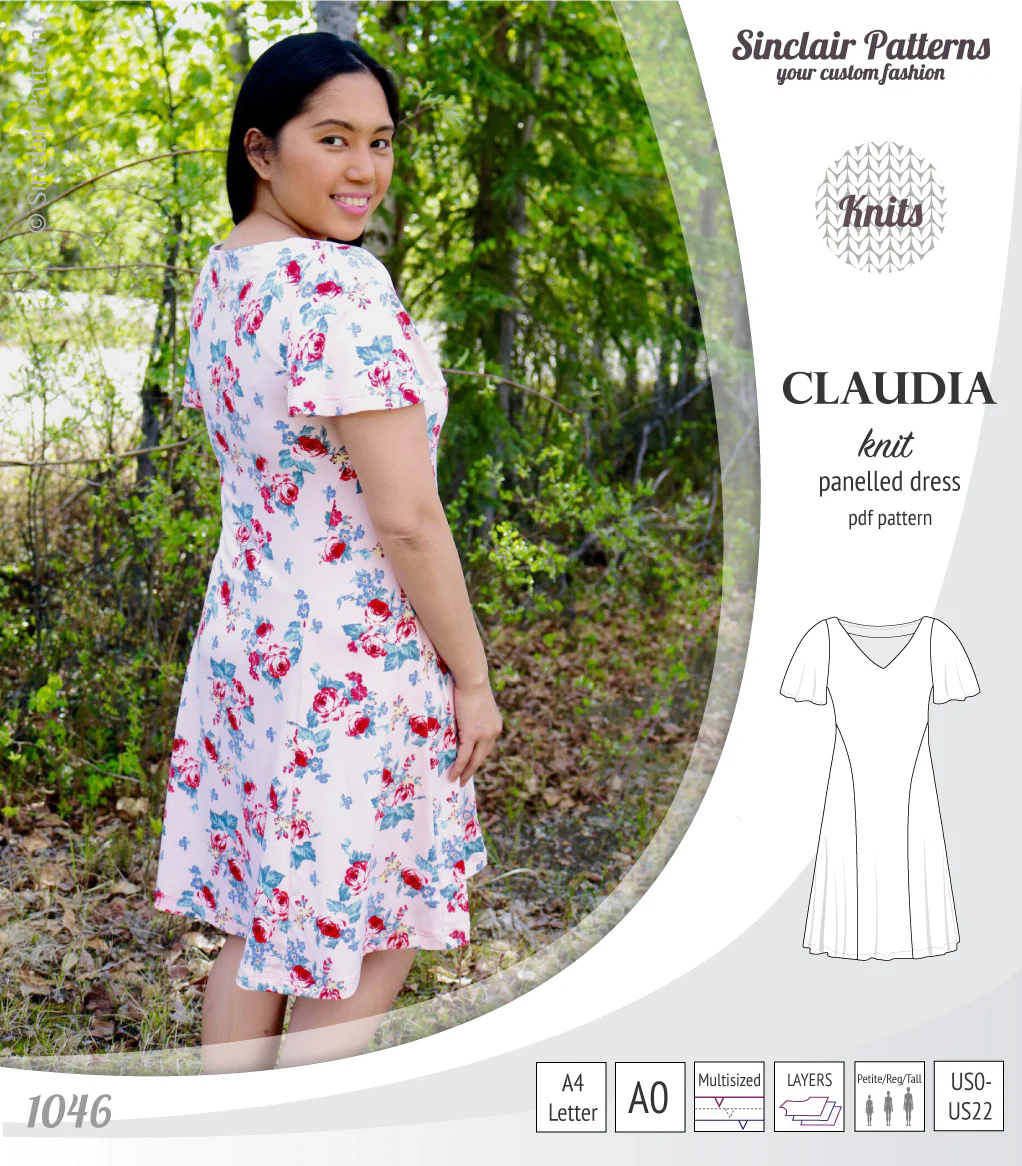 Claudia godet style knit dress with flutter sleeves (PDF) - Image 22