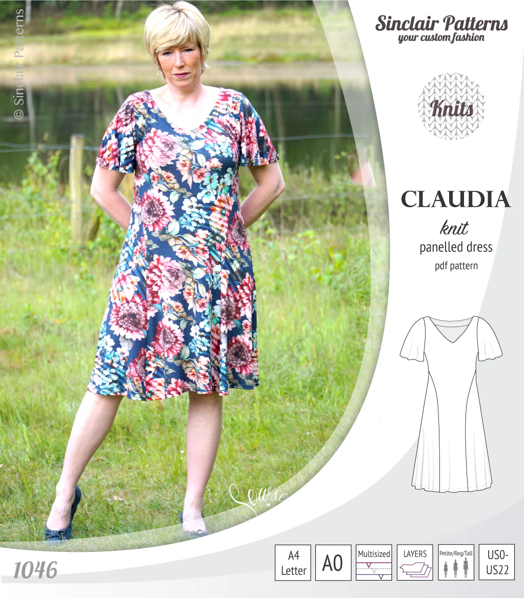 Claudia godet style knit dress with flutter sleeves (PDF) - Image 24