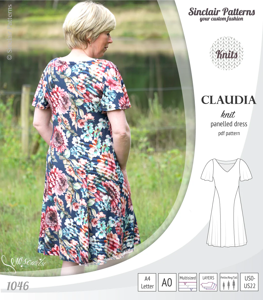 Claudia godet style knit dress with flutter sleeves (PDF) - Image 25