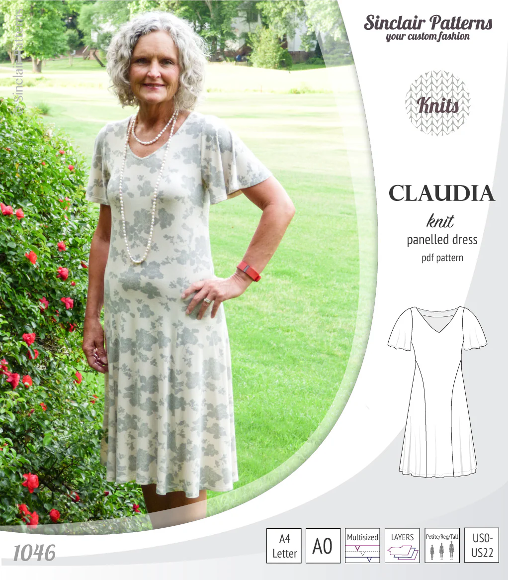Claudia godet style knit dress with flutter sleeves (PDF) - Image 26