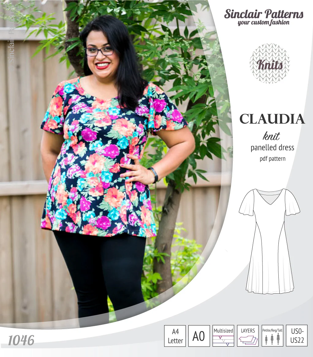 Claudia godet style knit dress with flutter sleeves (PDF) - Image 27