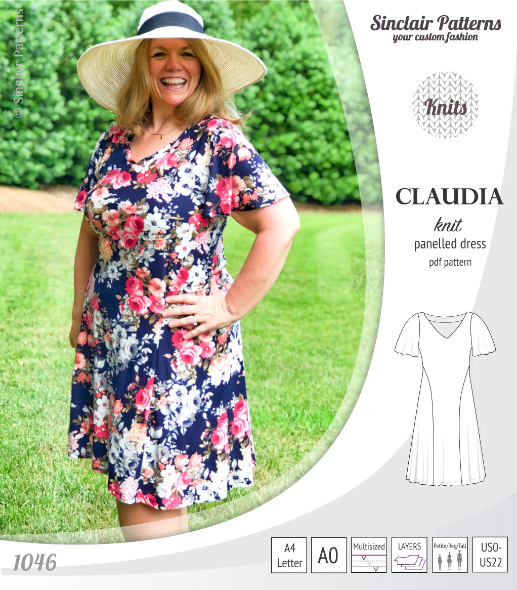Claudia godet style knit dress with flutter sleeves (PDF) - Image 29