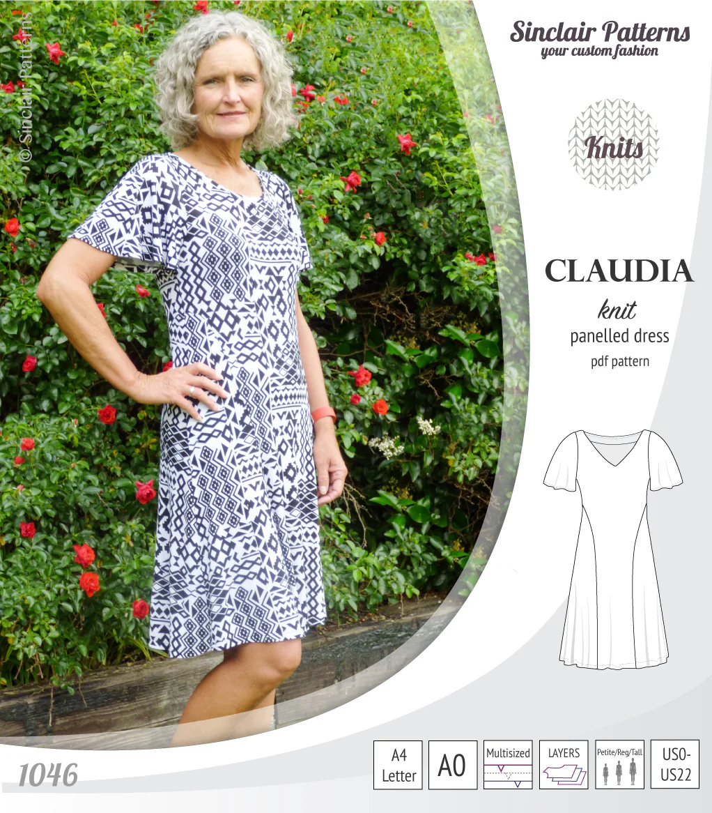 Claudia godet style knit dress with flutter sleeves (PDF) - Image 30