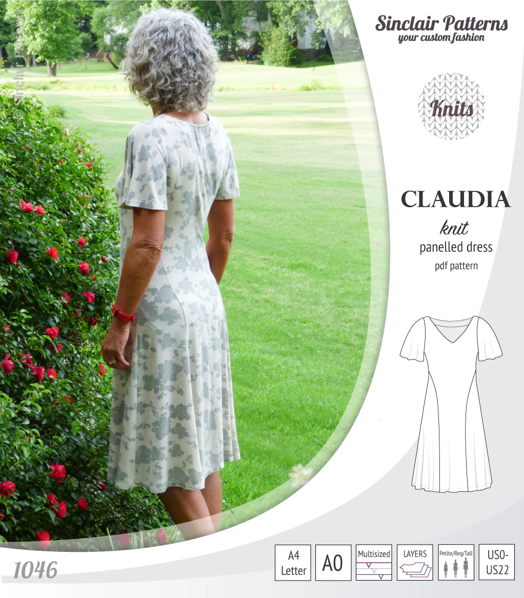 Claudia godet style knit dress with flutter sleeves (PDF) - Image 31