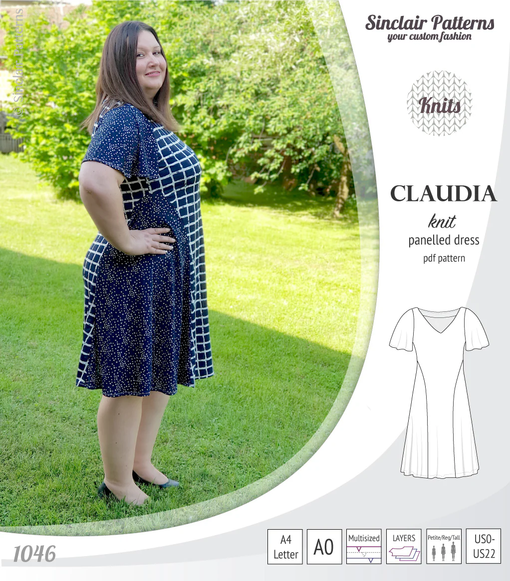 Claudia godet style knit dress with flutter sleeves (PDF) - Image 32