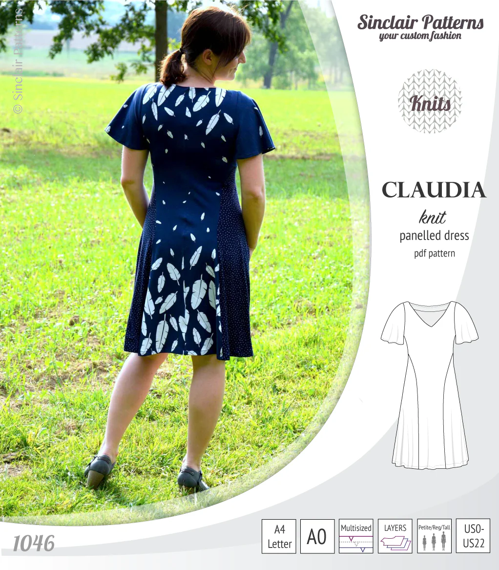 Claudia godet style knit dress with flutter sleeves (PDF) - Image 6