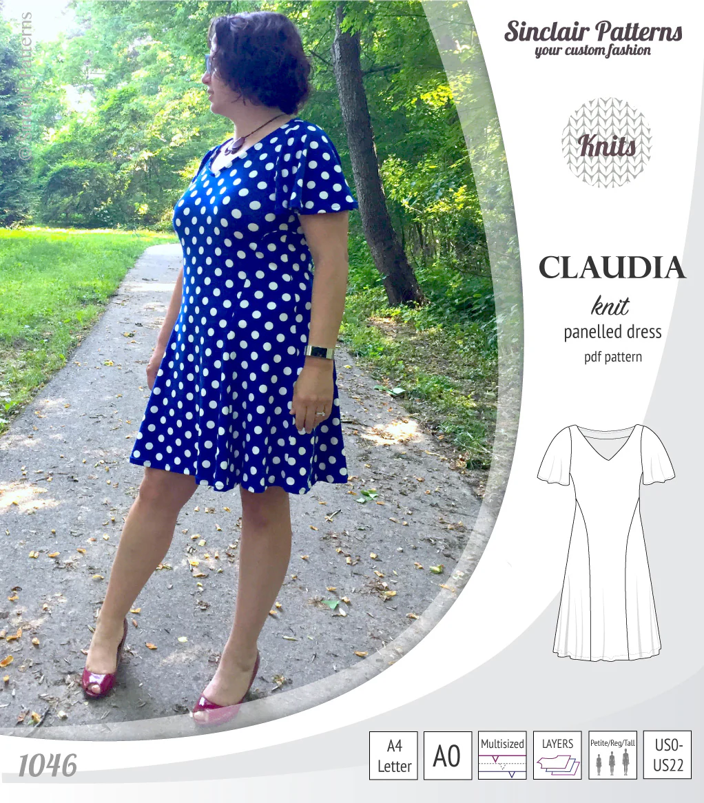Claudia godet style knit dress with flutter sleeves (PDF) - Image 9