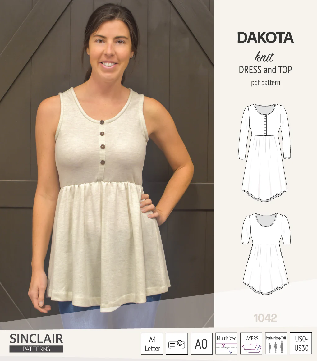 Dakota knit tunic or dress with a peplum and a placket (PDF) (2025 Update) - Image 23