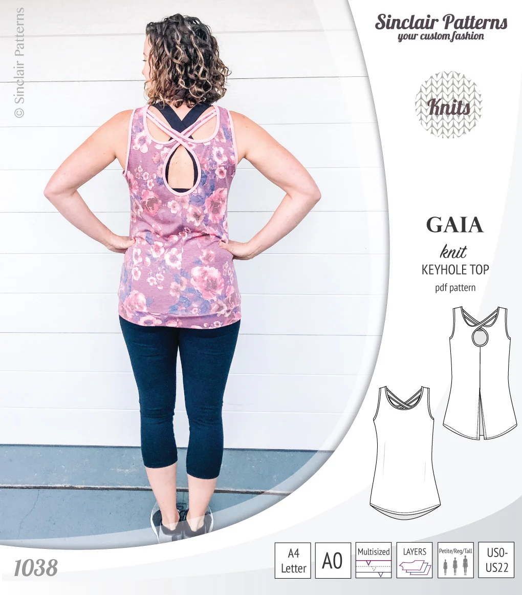 Gaia knit tank top with a keyhole accent (PDF) - Image 25