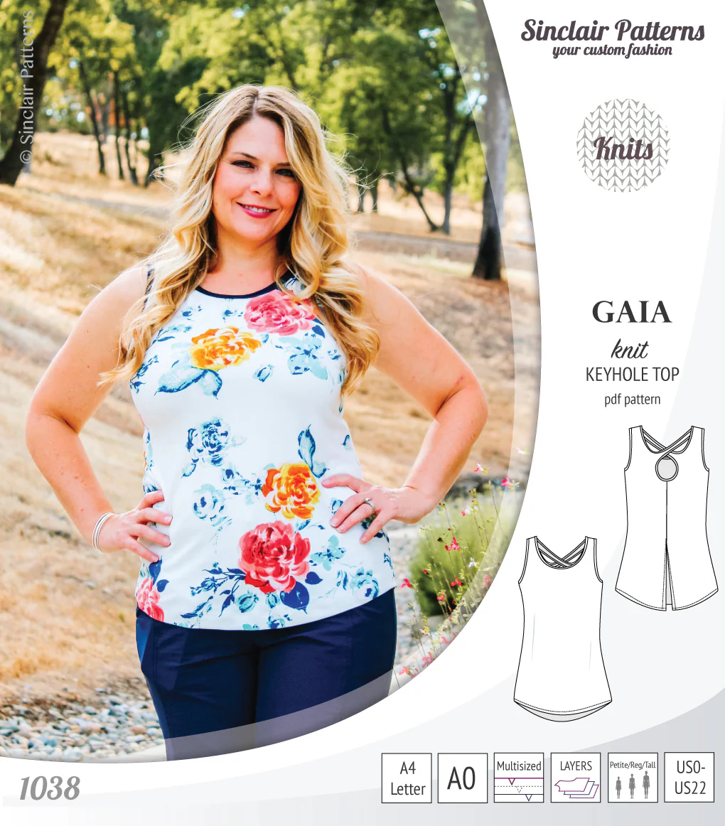 Gaia knit tank top with a keyhole accent (PDF) - Image 3