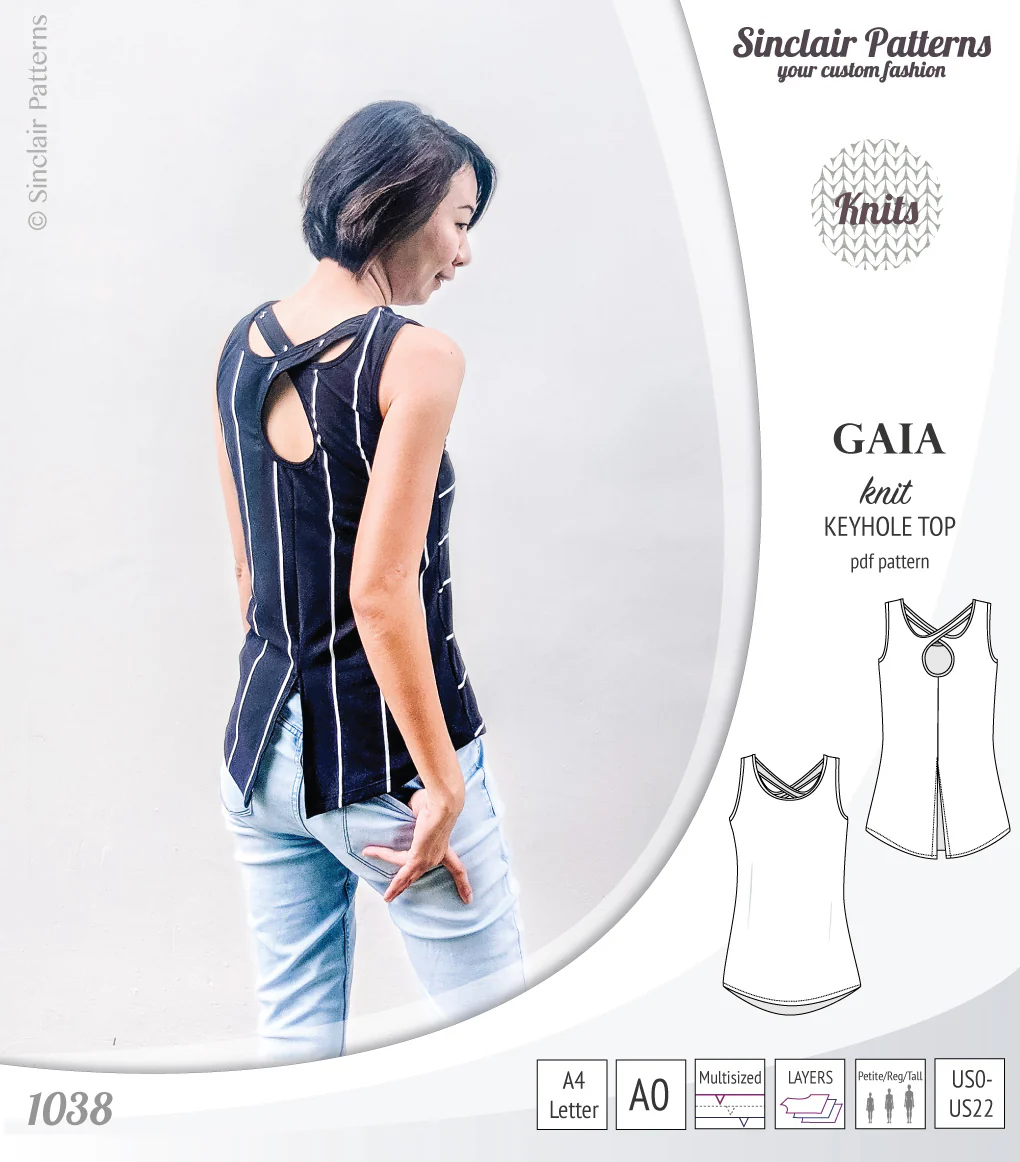 Gaia knit tank top with a keyhole accent (PDF) - Image 39