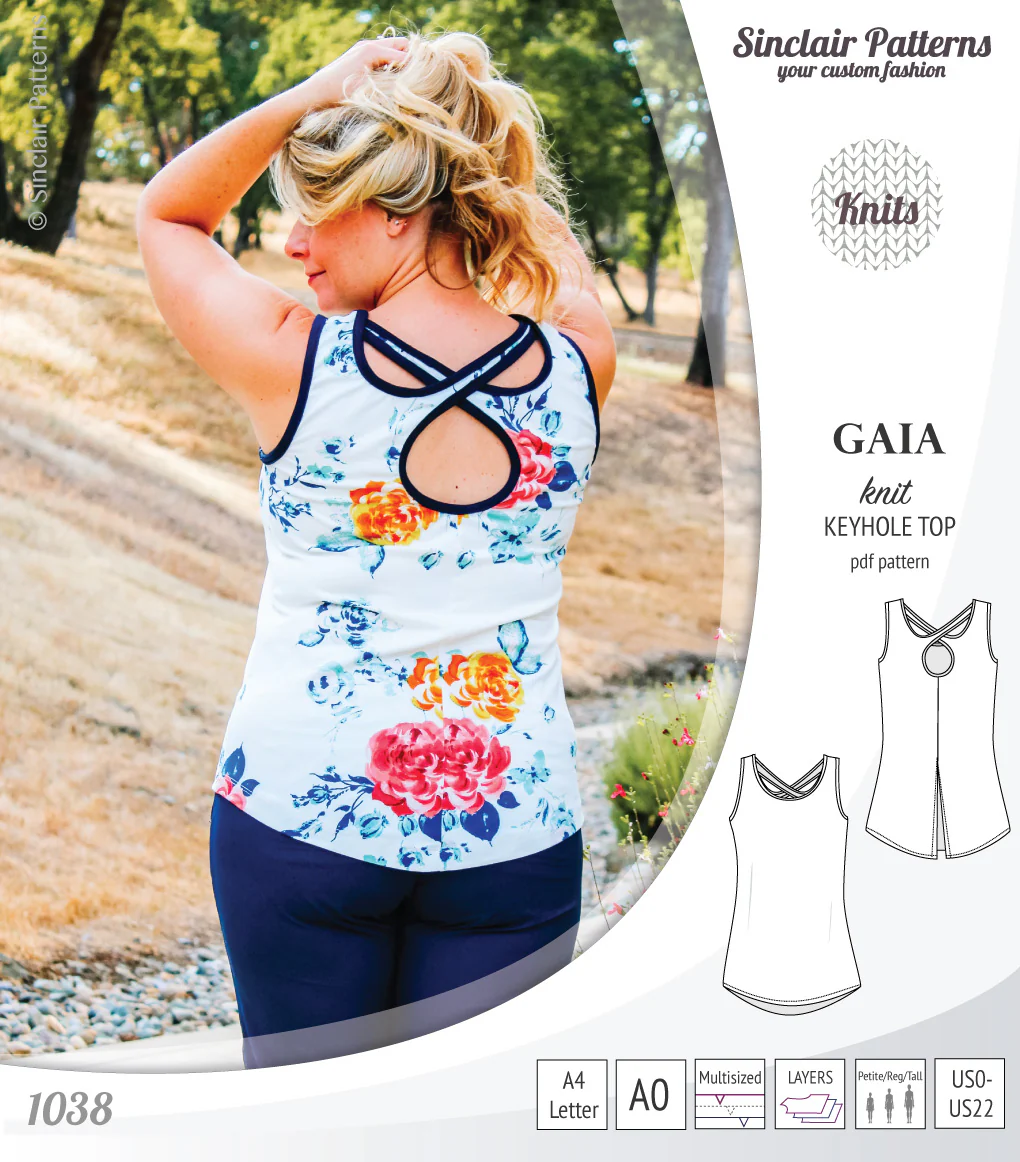 Gaia knit tank top with a keyhole accent (PDF) - Image 4