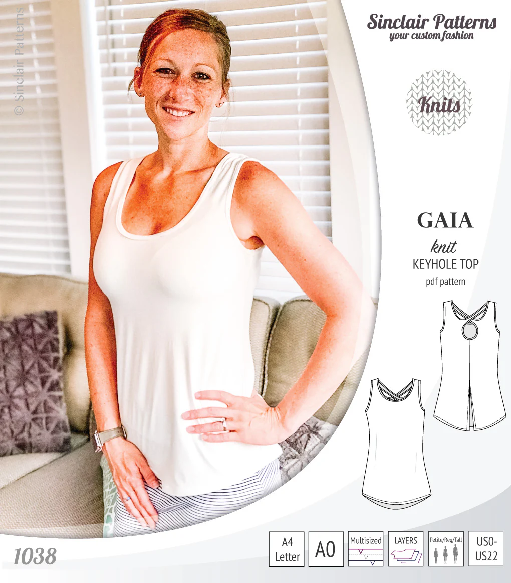 Gaia knit tank top with a keyhole accent (PDF) - Image 7