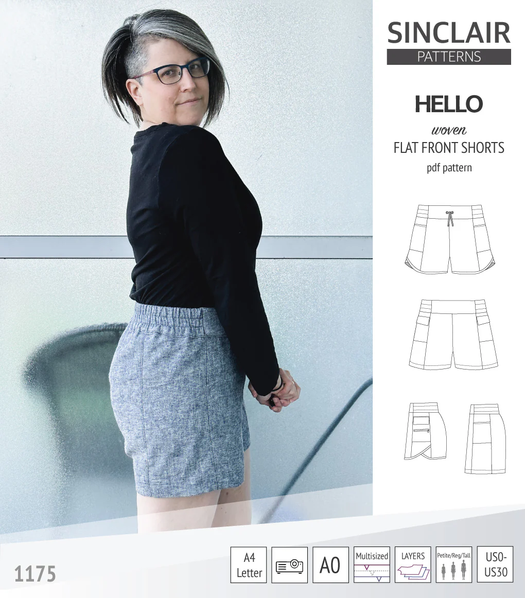 Hello flat front elastic back woven shorts with side panels (PDF) - Image 10