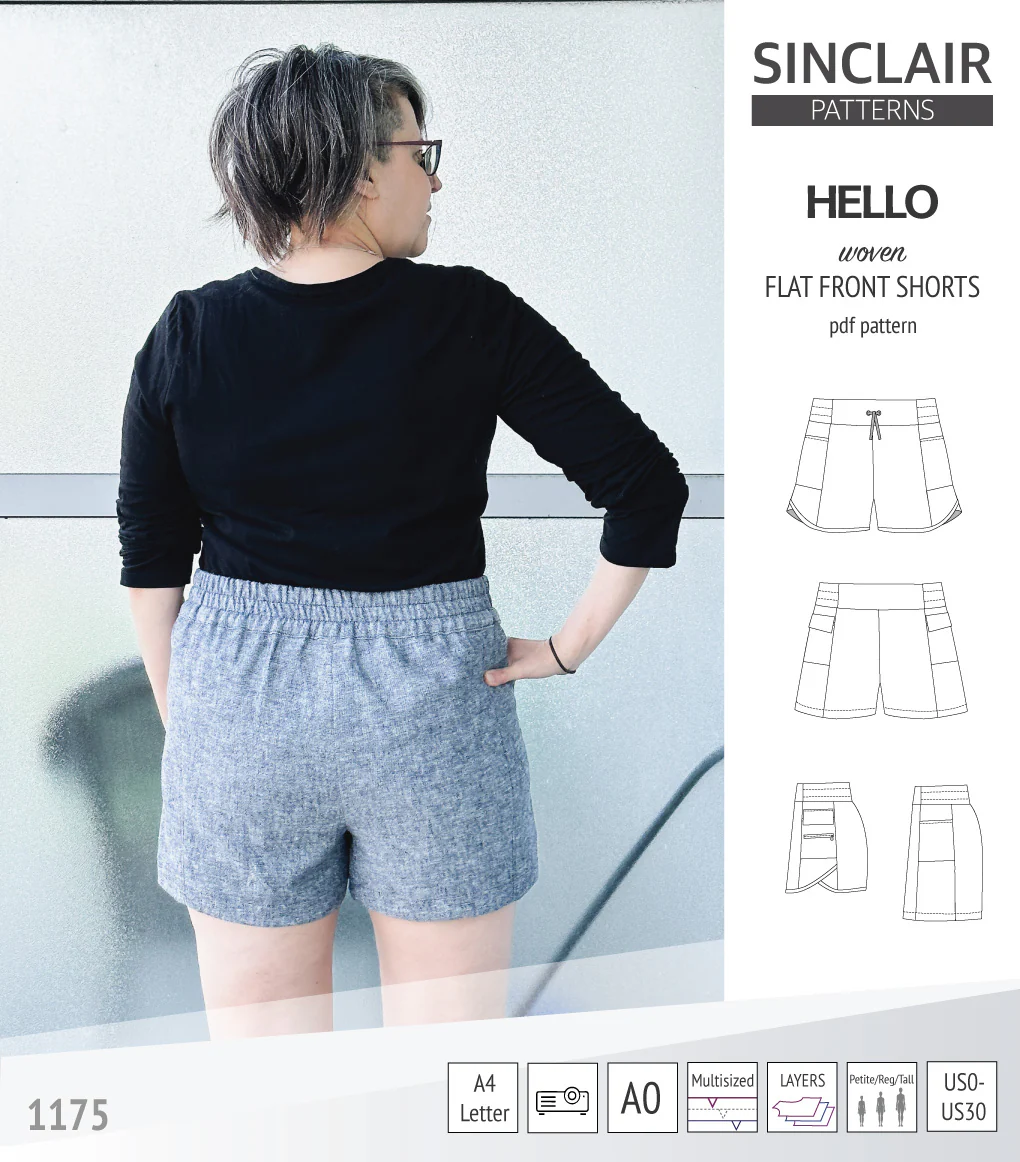 Hello flat front elastic back woven shorts with side panels (PDF) - Image 11