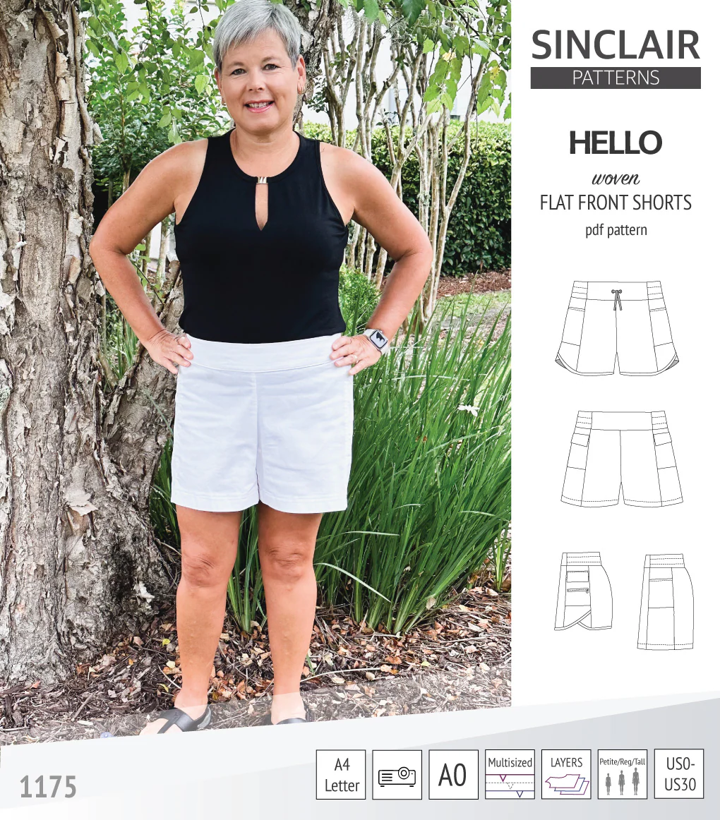 Hello flat front elastic back woven shorts with side panels (PDF) - Image 12