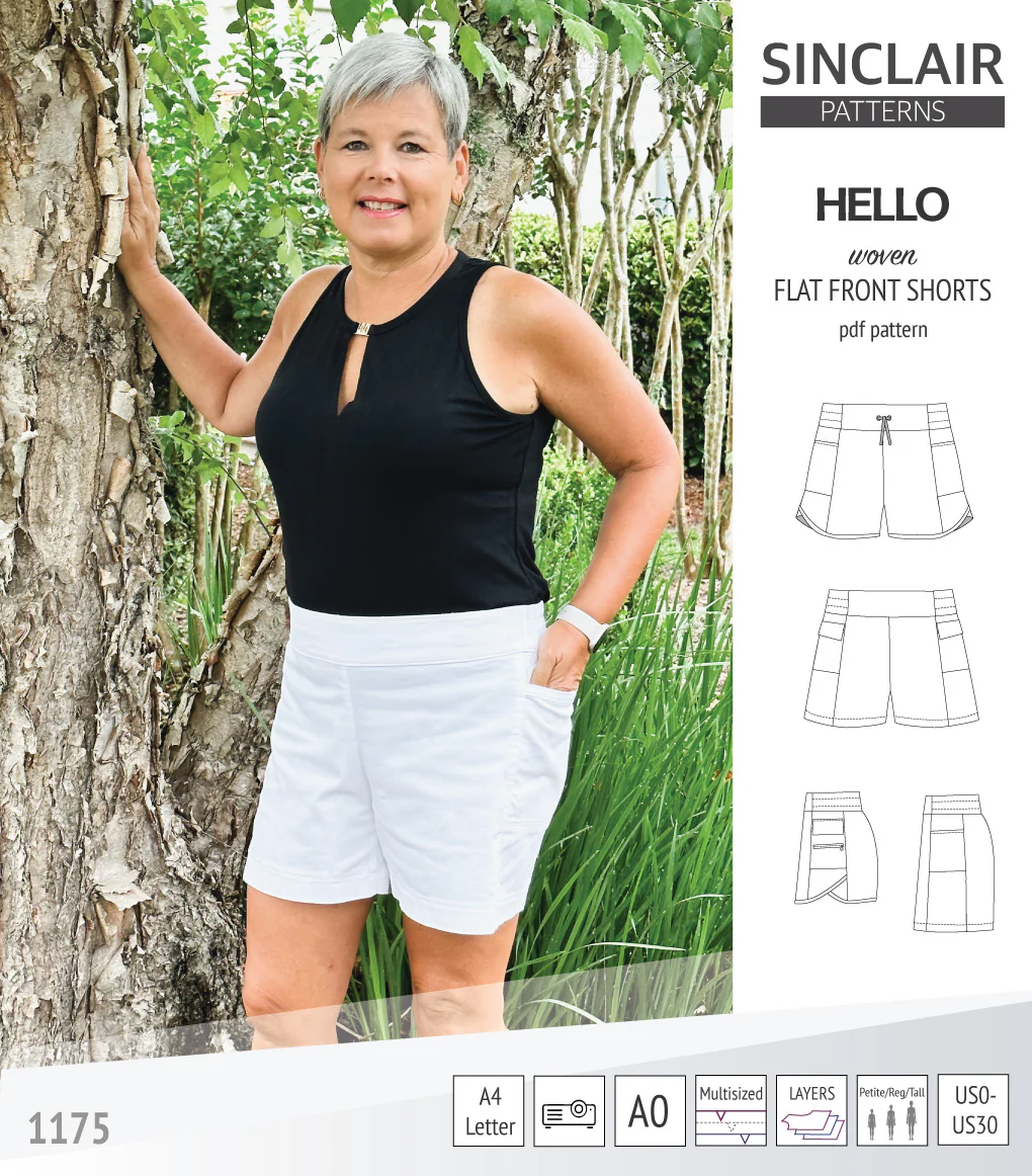 Hello flat front elastic back woven shorts with side panels (PDF) - Image 13