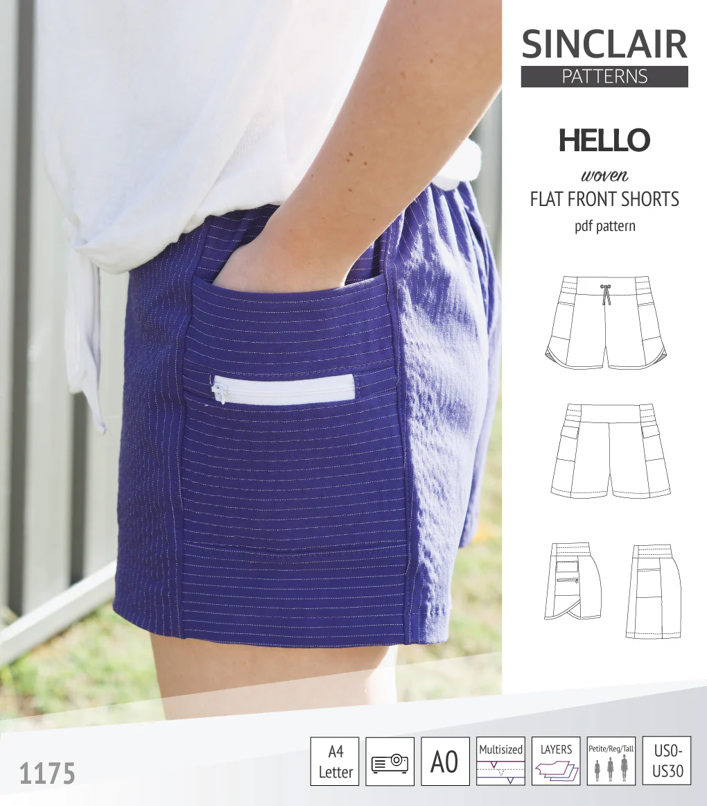 Hello flat front elastic back woven shorts with side panels (PDF) - Image 15