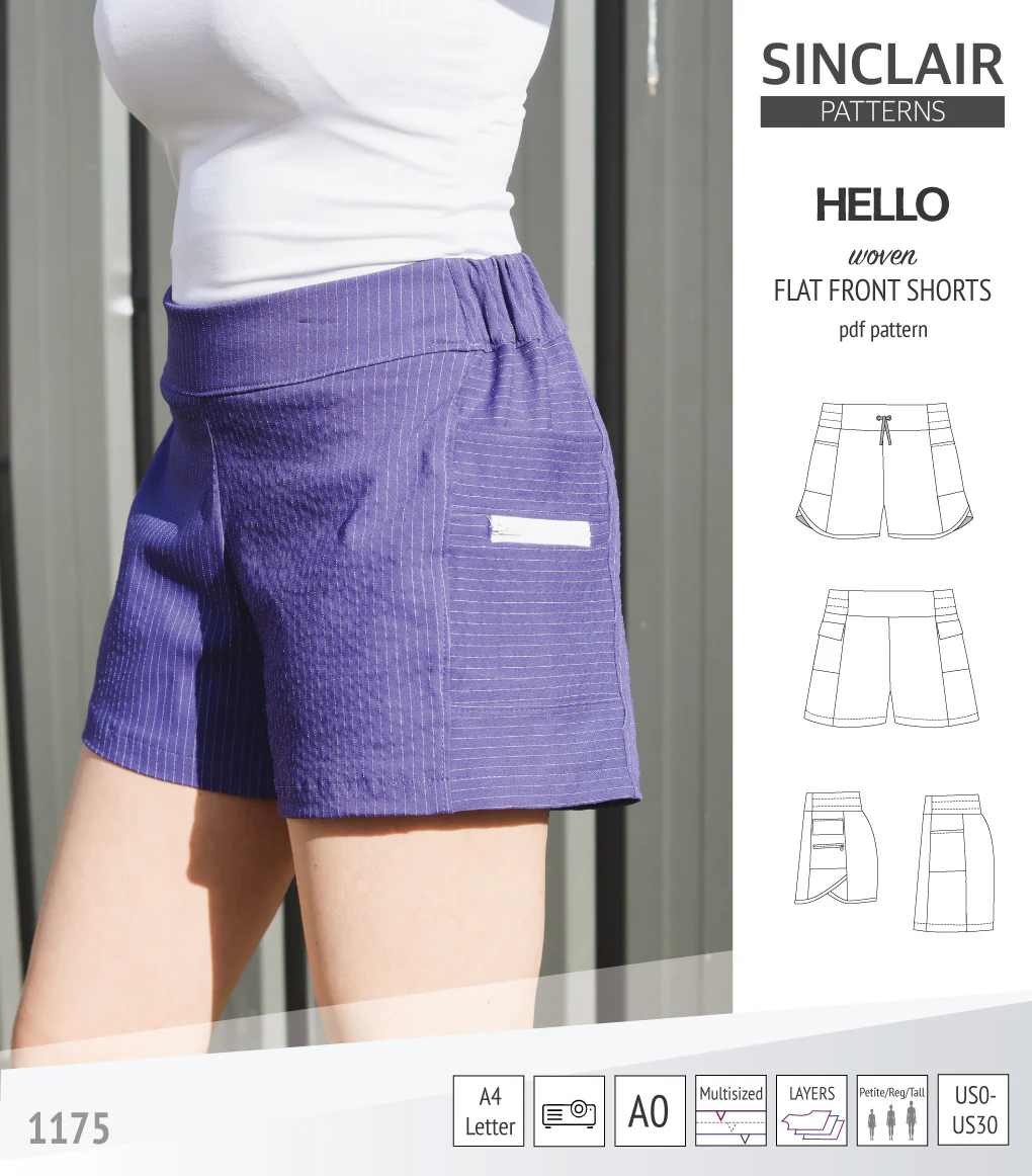Hello flat front elastic back woven shorts with side panels (PDF) - Image 16