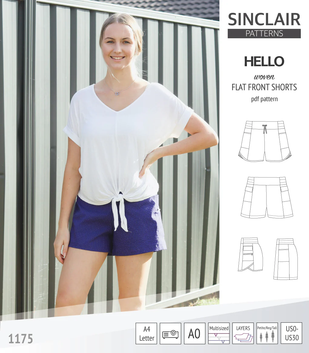 Hello flat front elastic back woven shorts with side panels (PDF) - Image 17