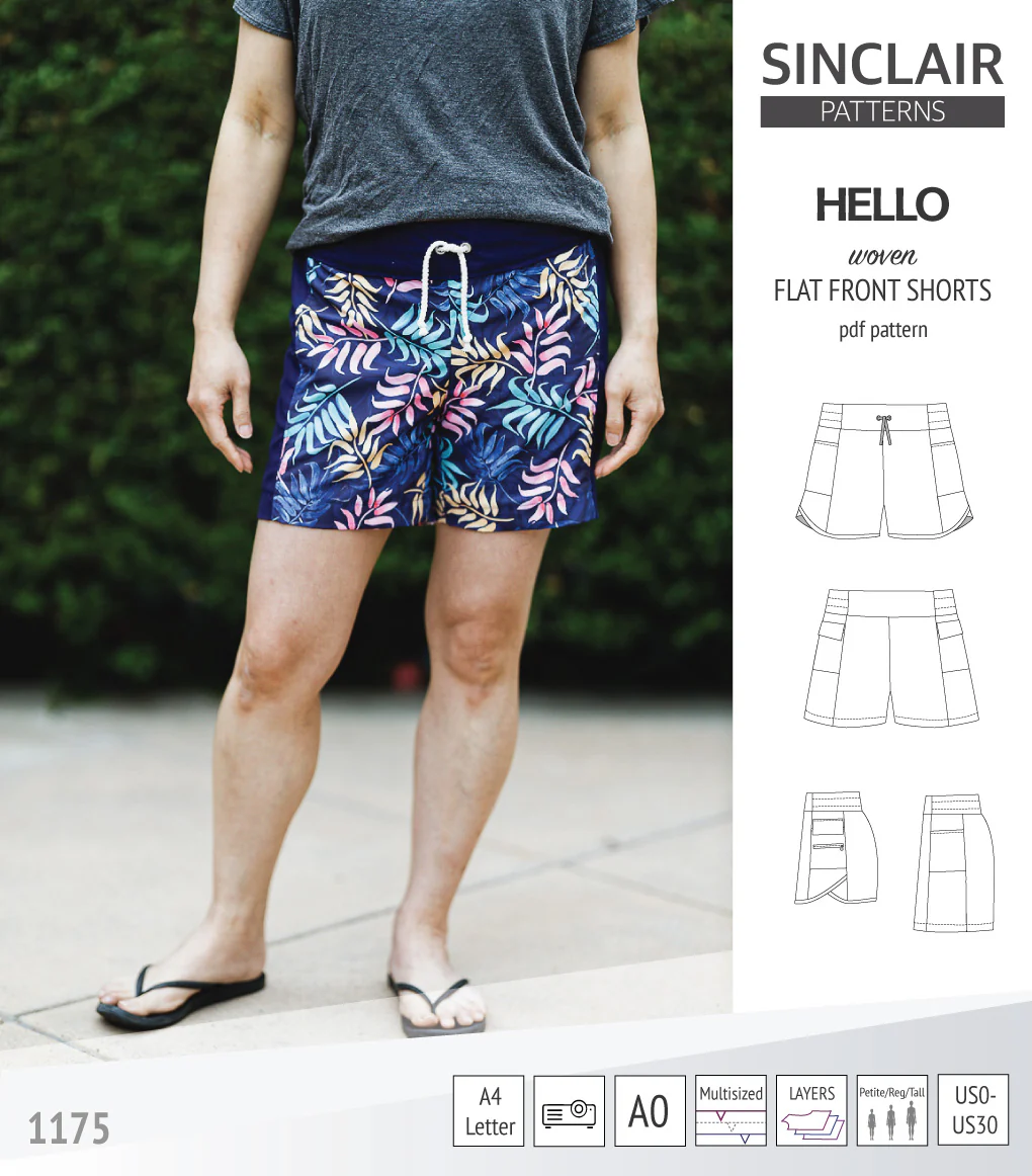 Hello flat front elastic back woven shorts with side panels (PDF) - Image 21