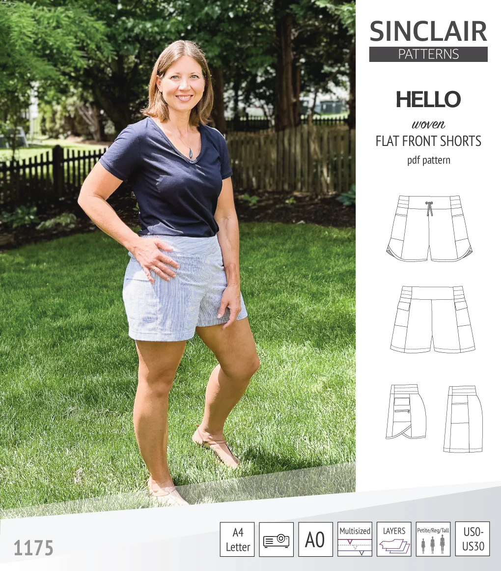 Hello flat front elastic back woven shorts with side panels (PDF) - Image 22