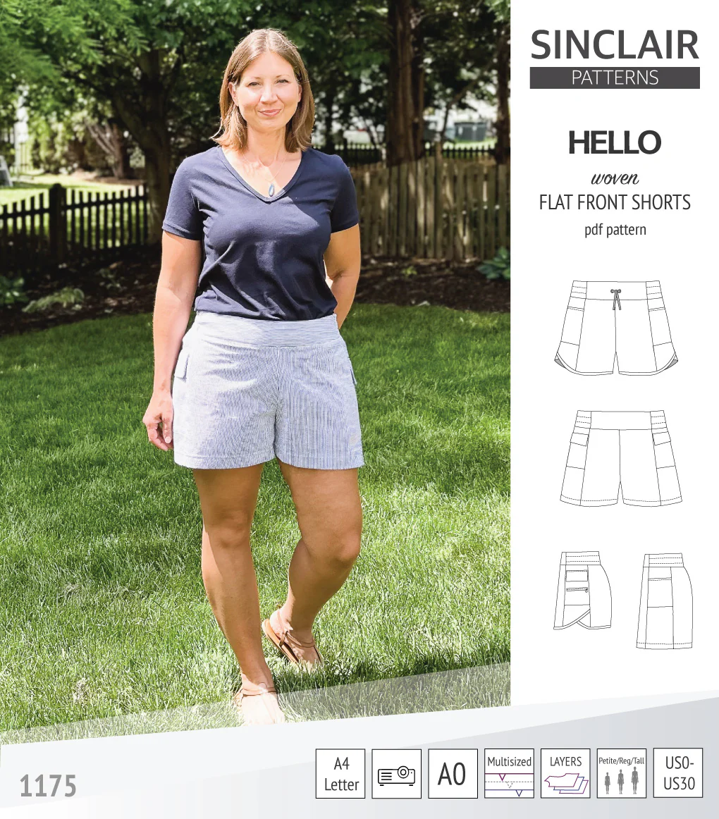 Hello flat front elastic back woven shorts with side panels (PDF) - Image 23