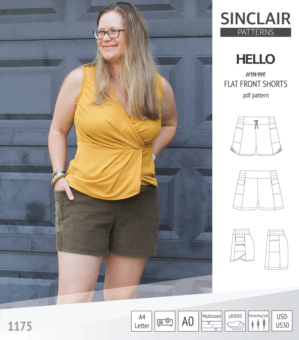 Hello flat front elastic back woven shorts with side panels (PDF) - Image 24