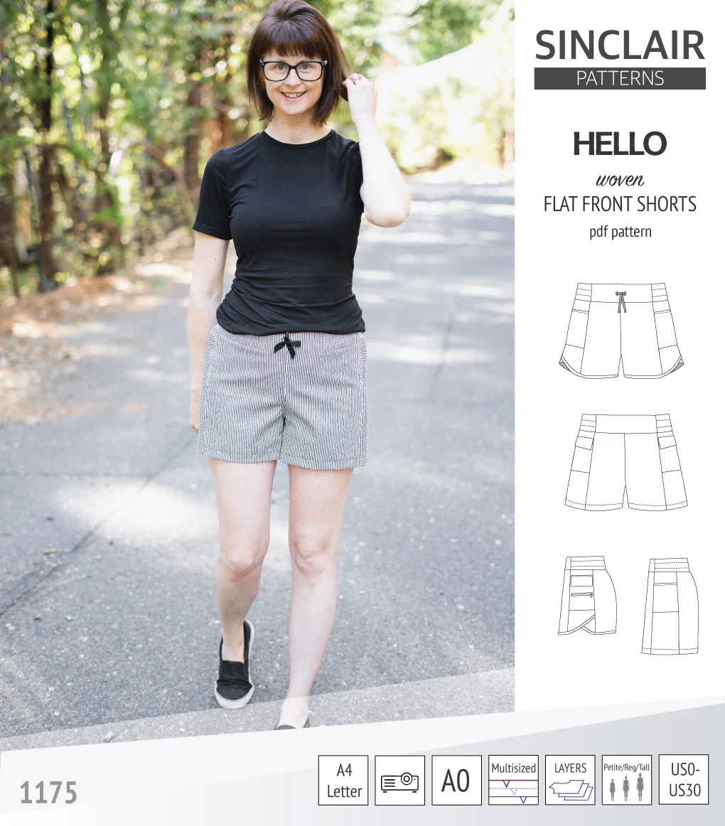 Hello flat front elastic back woven shorts with side panels (PDF) - Image 25
