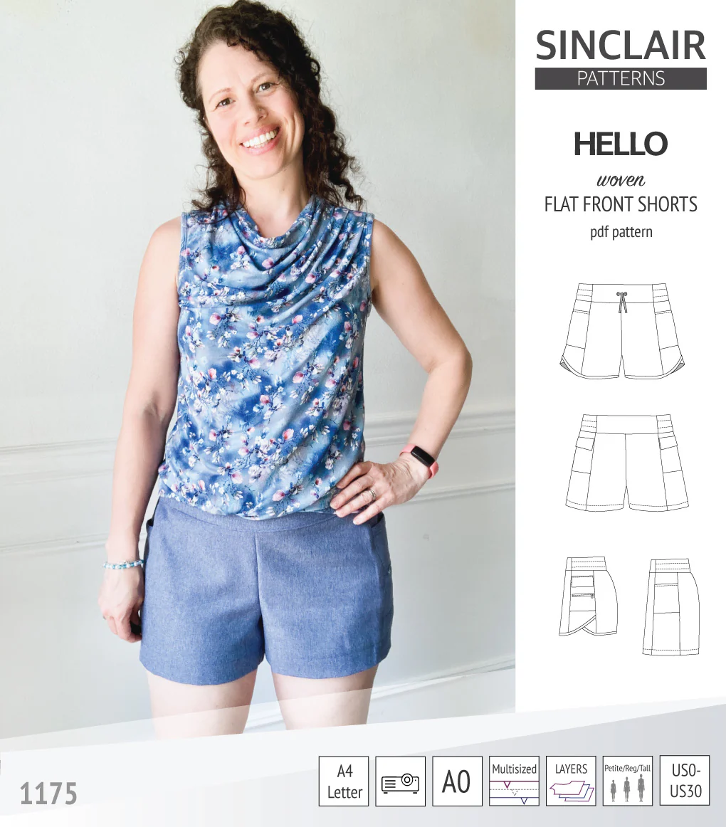 Hello flat front elastic back woven shorts with side panels (PDF) - Image 27