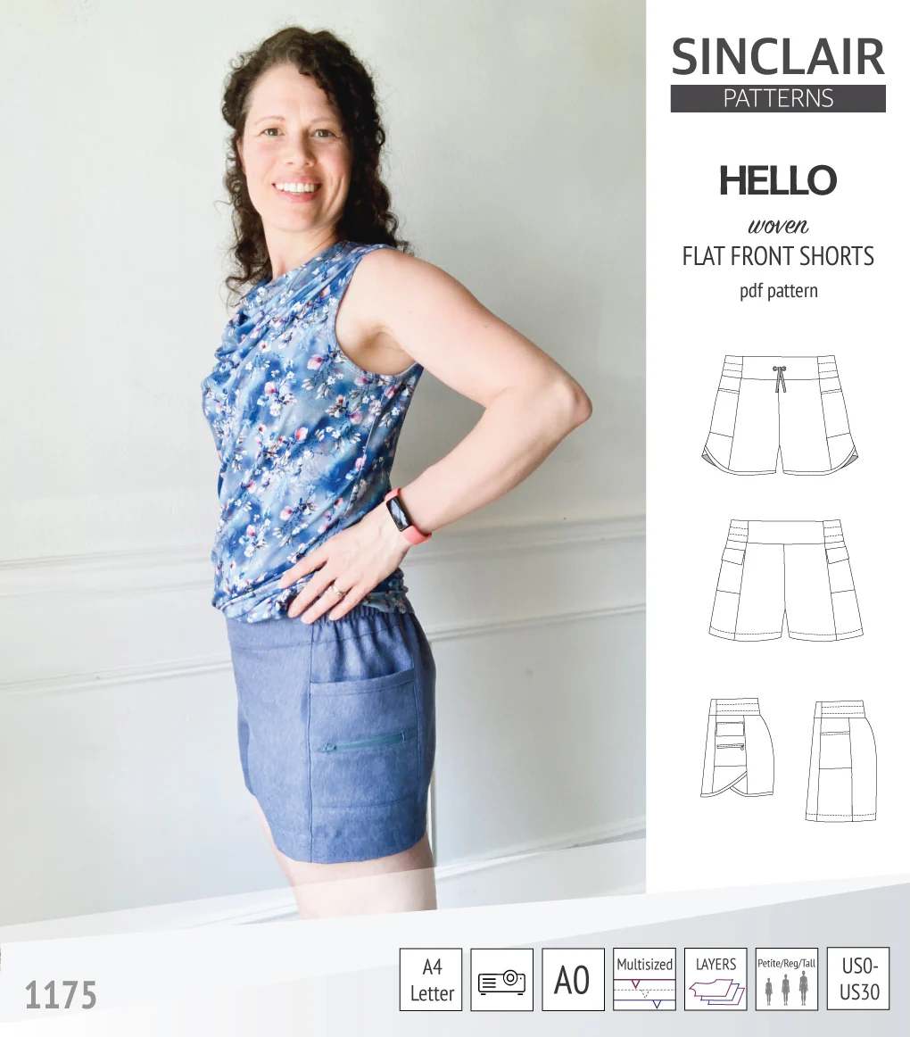 Hello flat front elastic back woven shorts with side panels (PDF) - Image 28