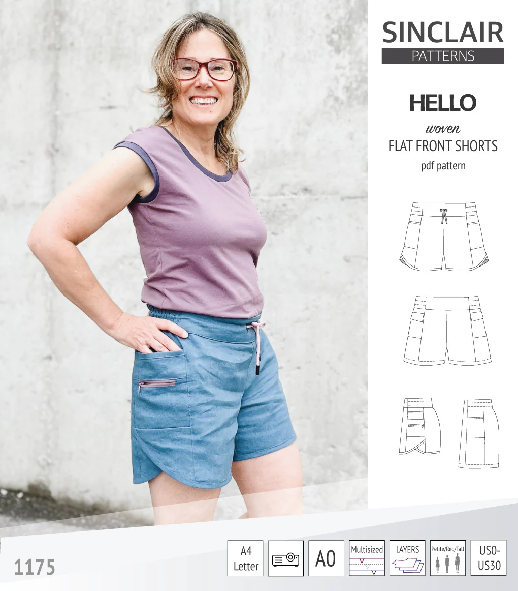 Hello flat front elastic back woven shorts with side panels (PDF) - Image 30